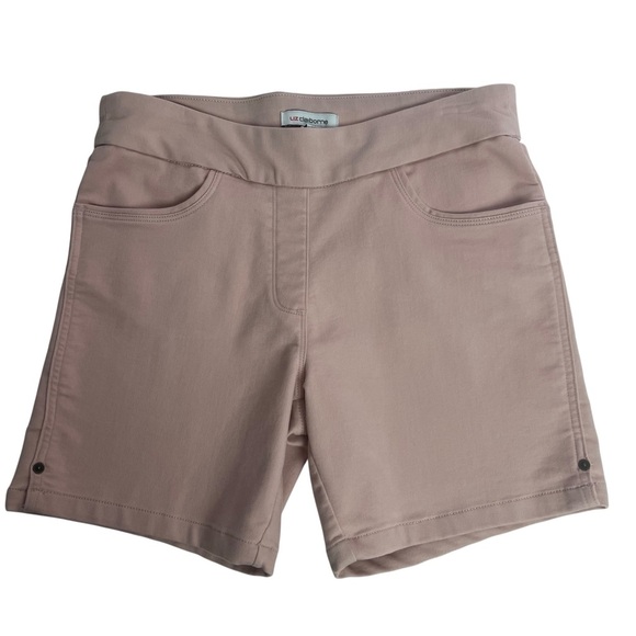 Liz Claiborne Amber Women’s Bermuda Shorts Sz 10 Blush Color Pockets Pull on - Picture 1 of 9
